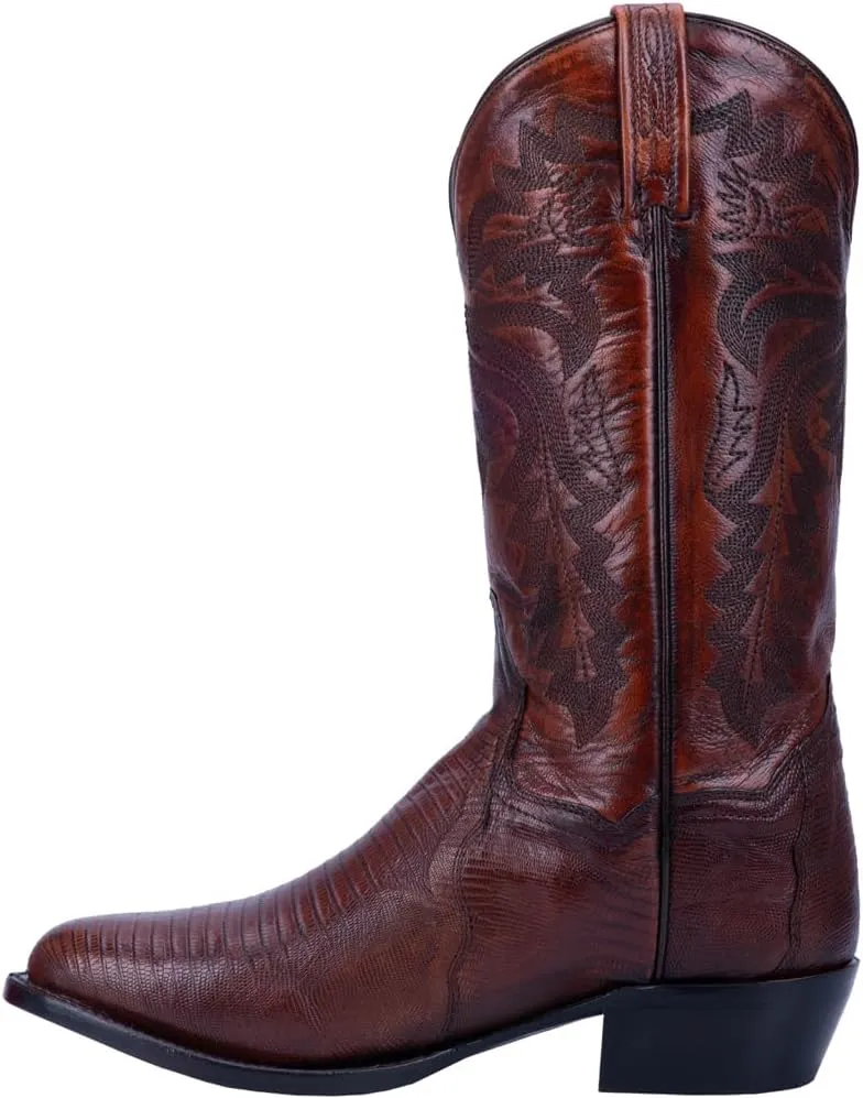Dan Post Mens Winston Lizard Embroidered Round Toe Pull On Dress Boots Mid Calf - Black