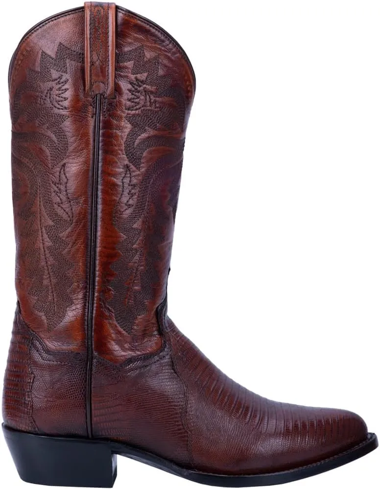 Dan Post Mens Winston Lizard Embroidered Round Toe Pull On Dress Boots Mid Calf - Black
