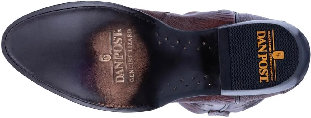 Dan Post Mens Winston Lizard Embroidered Round Toe Pull On Dress Boots Mid Calf - Black