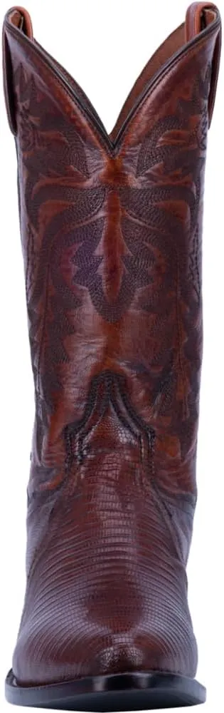 Dan Post Mens Winston Lizard Embroidered Round Toe Pull On Dress Boots Mid Calf - Black