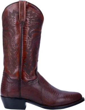 Dan Post Mens Winston Lizard Embroidered Round Toe Pull On Dress Boots Mid Calf - Black