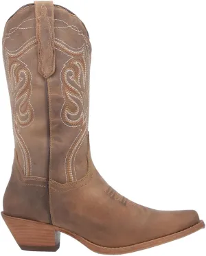 Dan Post Womens Karmel Embroidered Snip Toe Pull On Casual Boots Mid Calf Low Heel 1-2" - Brown