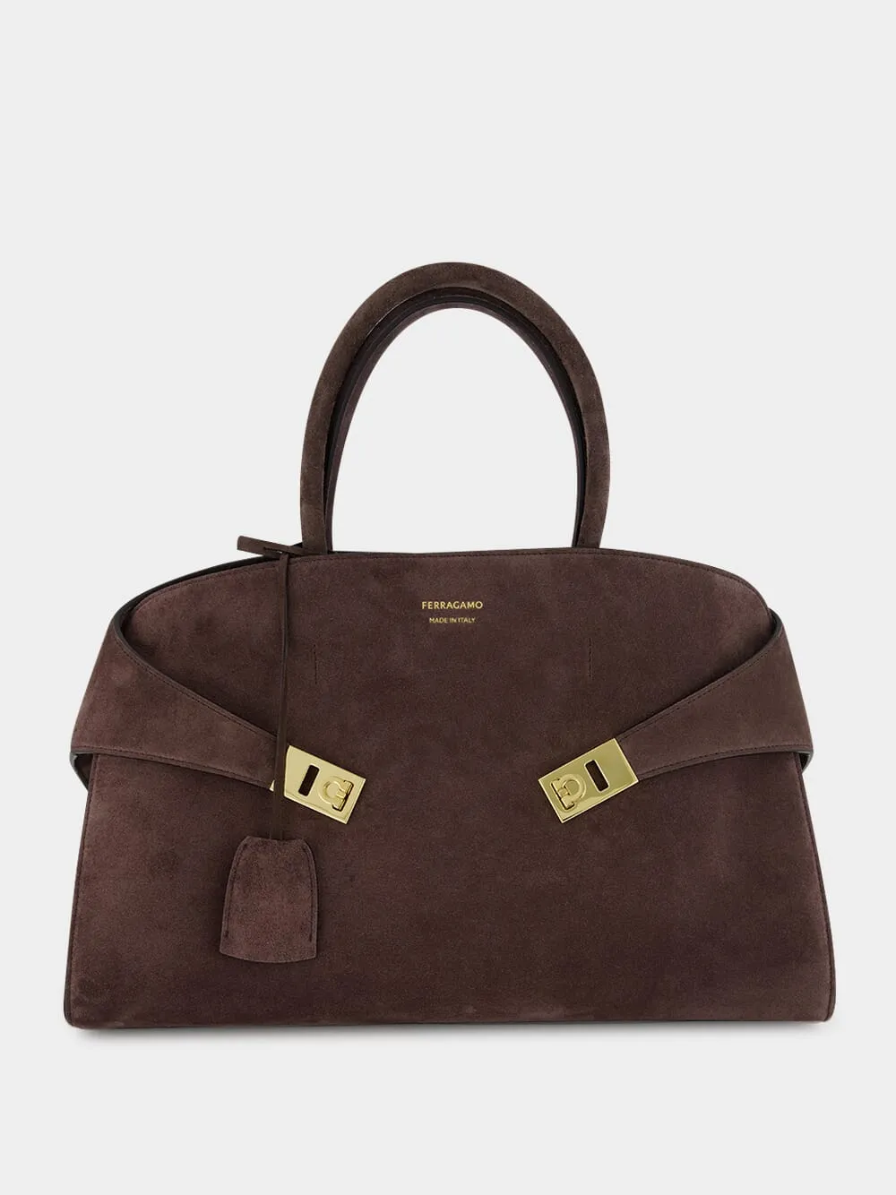 Dark Brown Medium Suede Hug Handbag