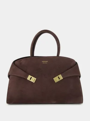 Dark Brown Medium Suede Hug Handbag