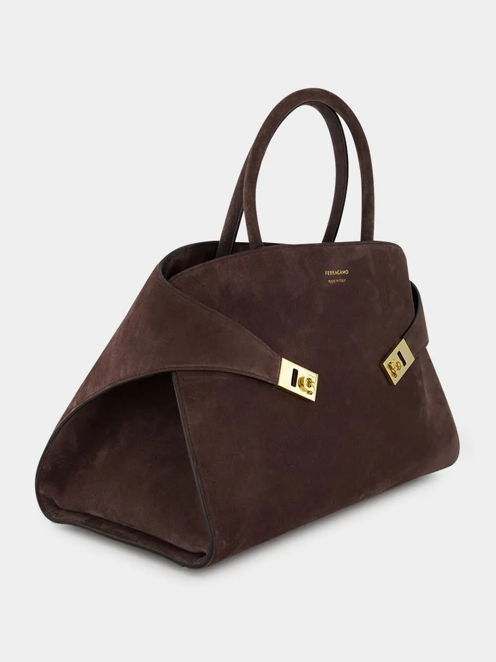 Dark Brown Medium Suede Hug Handbag