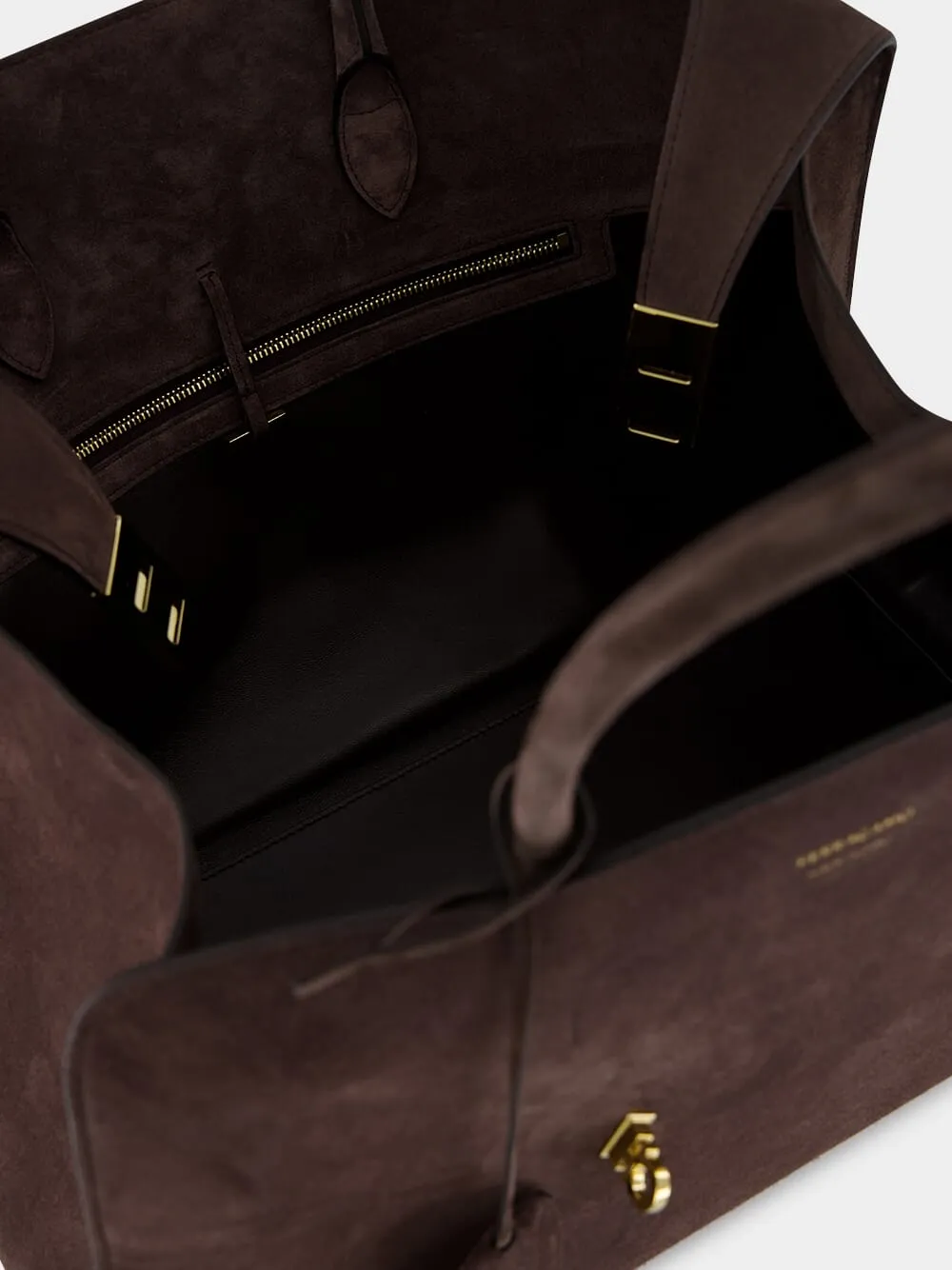 Dark Brown Medium Suede Hug Handbag