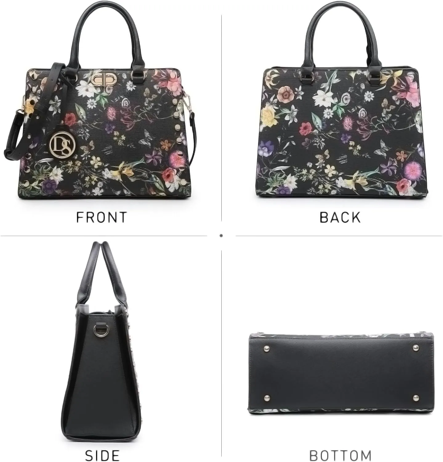 Dasein Women Medium Satchel Handbag Work Tote Shoulder Bag Top Handle Purse with Matching Clutch 2pcs Set