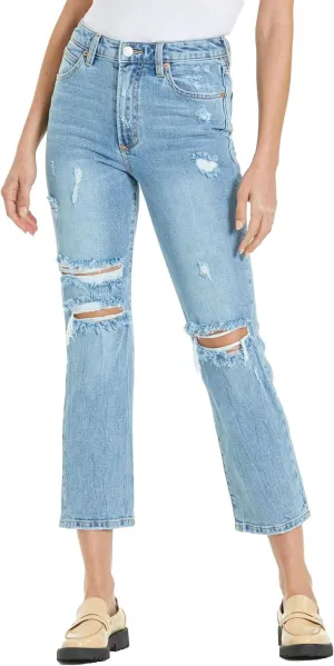 DEAR JOHN Frankie Women's Jeans Straight Fit Cropped High Rise