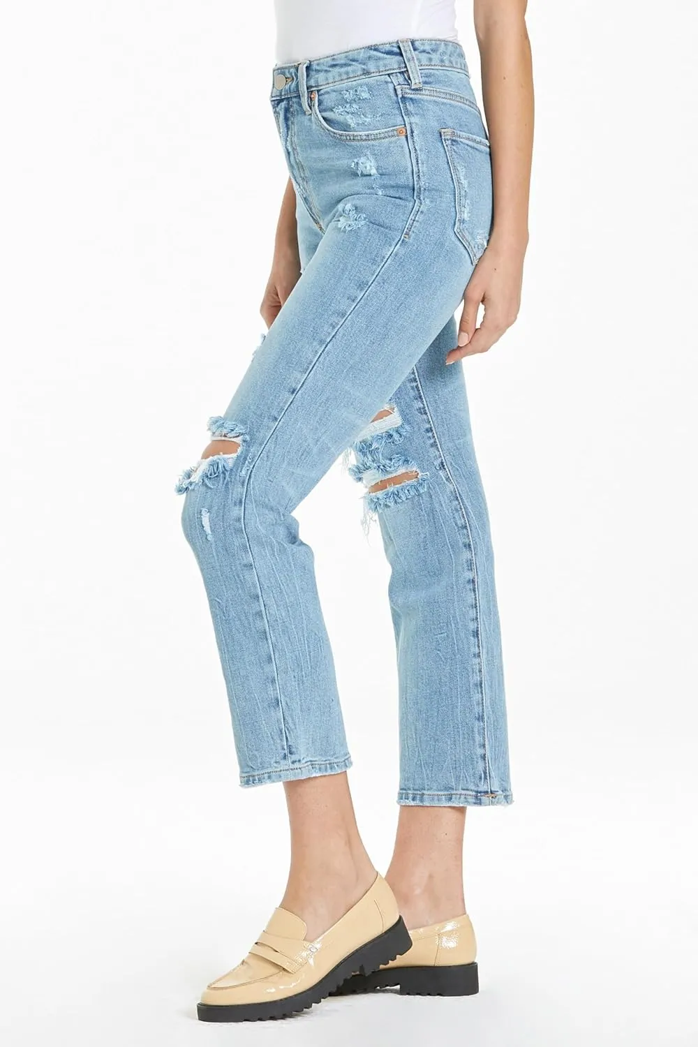 DEAR JOHN Frankie Women's Jeans Straight Fit Cropped High Rise