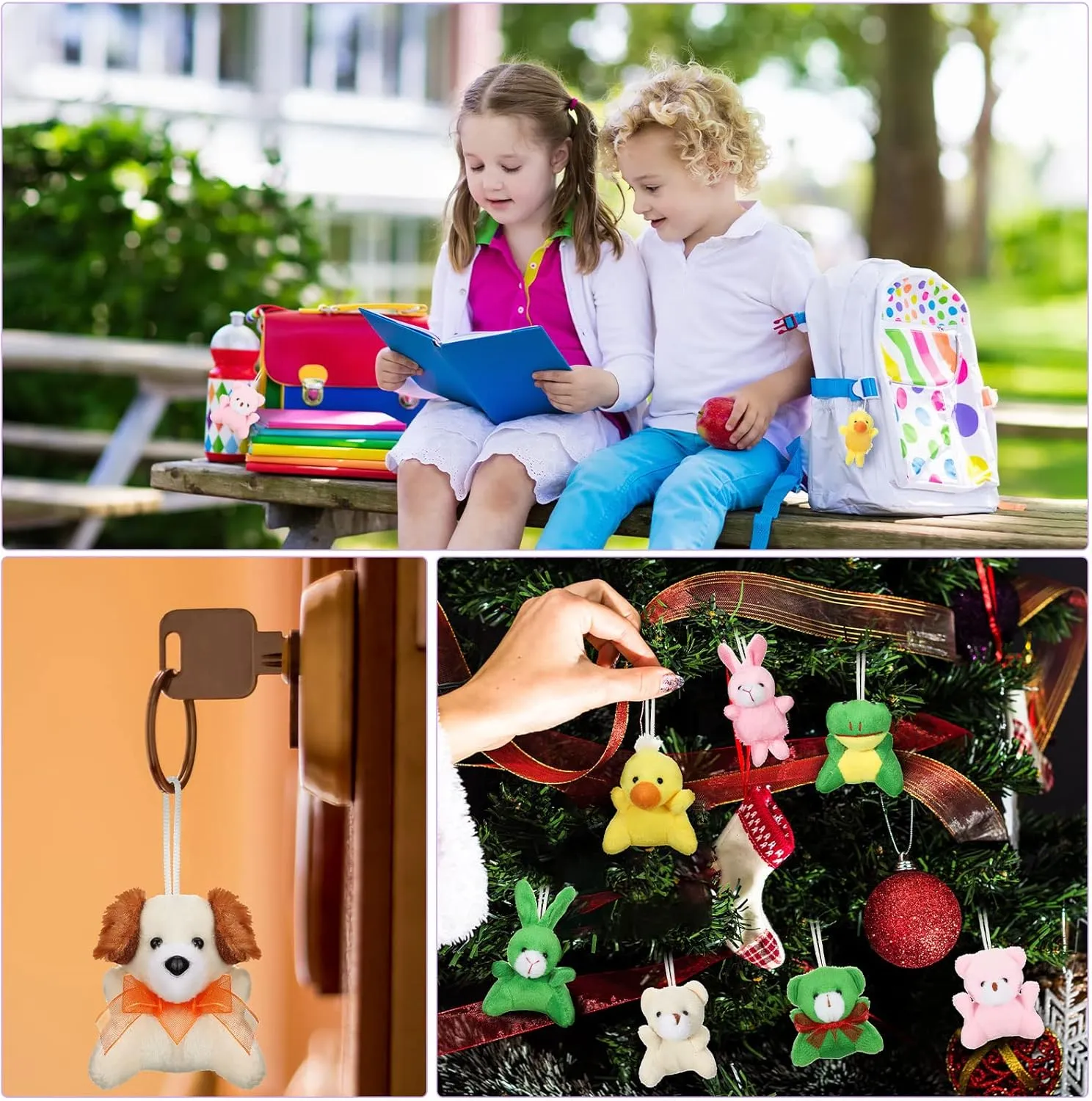 Deekin 100 Pack Mini Stuffed Animals Bulk Small Plush Animal Toys Tiny Stuffed Critter Keychain Set for Kids Party Favors School Prizes Gift Bags Fillers(Jungle Animals)