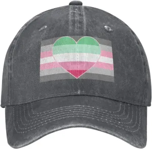 Demigirl Abro-Pride Flag LGBTQ Stylish Washed Denim Baseball Cap - Adjustable Unisex Dad Hat Deep Heather