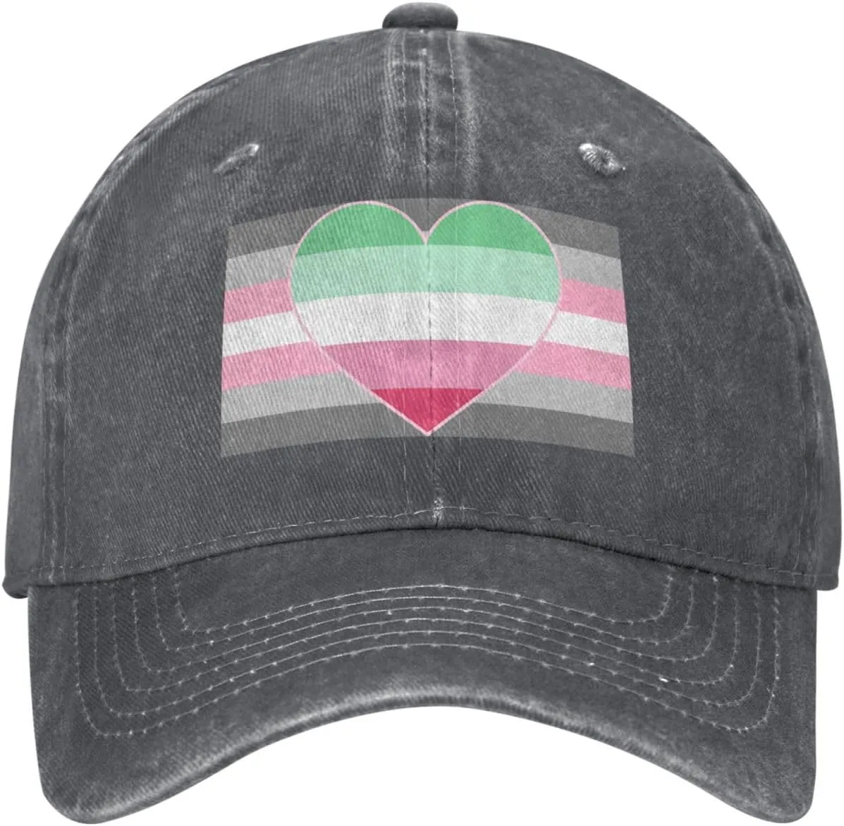 Demigirl Abro-Pride Flag LGBTQ Stylish Washed Denim Baseball Cap - Adjustable Unisex Dad Hat Deep Heather