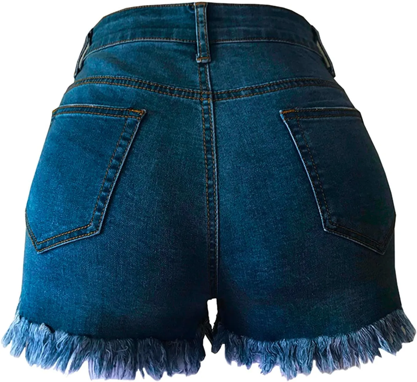 Denim Shorts for Women Mid Rise Frayed Ripped Jean Shorts Stretchy Folded Hem Hot Short Jeans Summer Dressy Casual