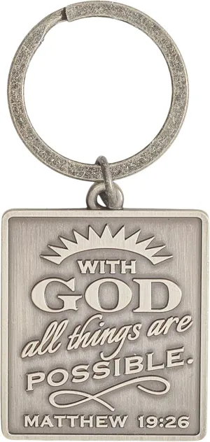 Dicksons Square Metal Christian Inspirational Split Key Ring Bible Bag Backpack Purse Duffle Lanyard or Wallet Keychain
