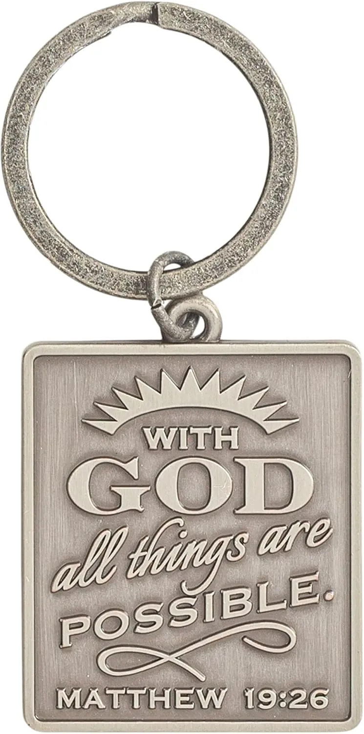 Dicksons Square Metal Christian Inspirational Split Key Ring Bible Bag Backpack Purse Duffle Lanyard or Wallet Keychain