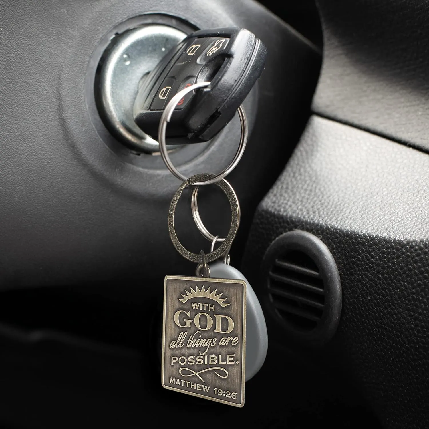 Dicksons Square Metal Christian Inspirational Split Key Ring Bible Bag Backpack Purse Duffle Lanyard or Wallet Keychain
