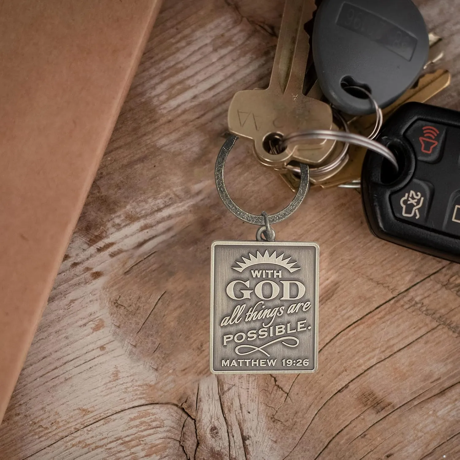 Dicksons Square Metal Christian Inspirational Split Key Ring Bible Bag Backpack Purse Duffle Lanyard or Wallet Keychain