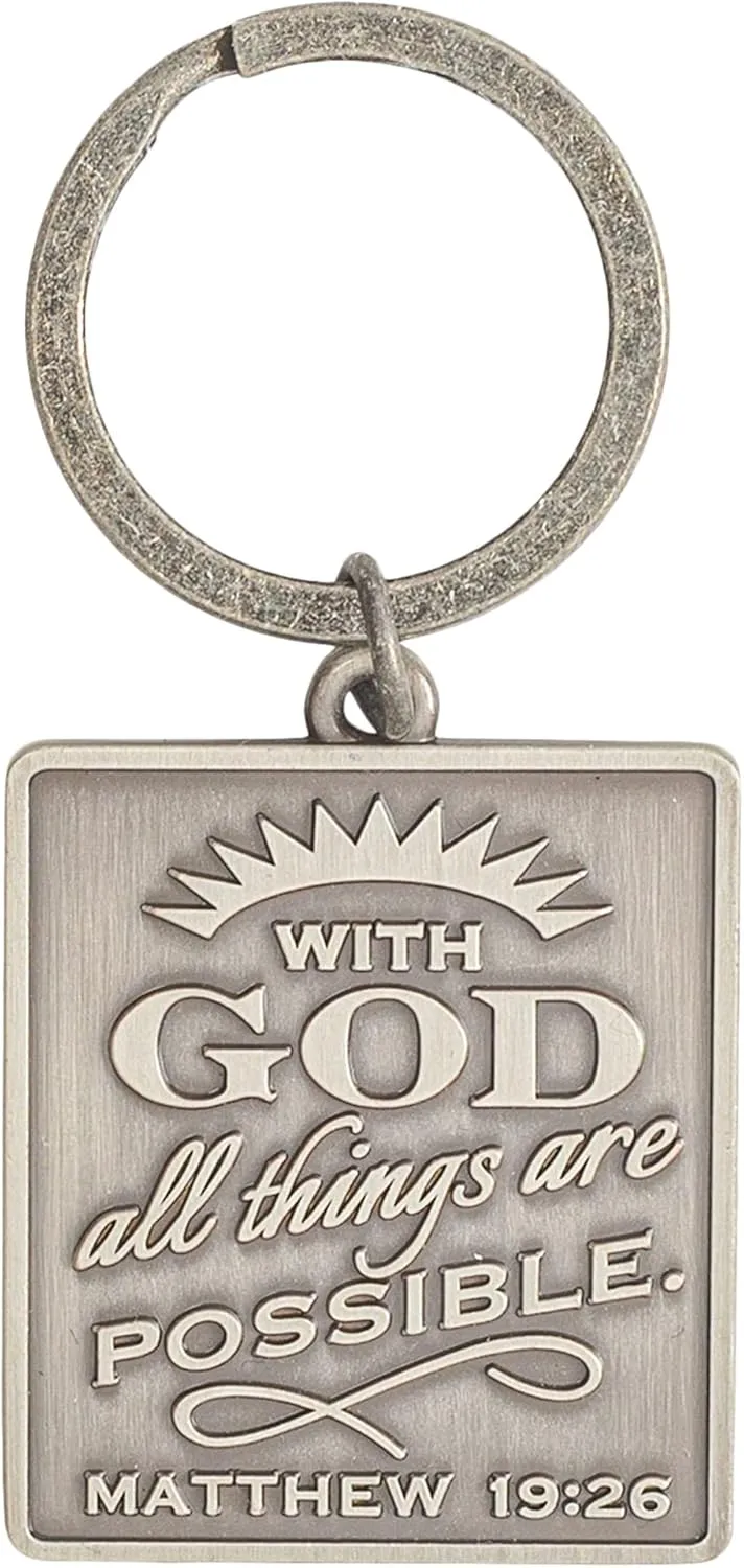 Dicksons Square Metal Christian Inspirational Split Key Ring Bible Bag Backpack Purse Duffle Lanyard or Wallet Keychain