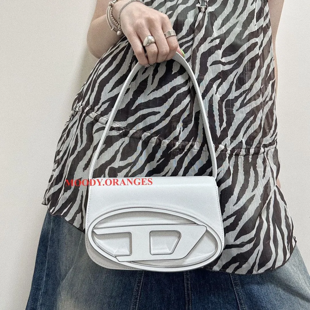 Diesel 1DR White Leather Shoulder Bag