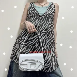 Diesel 1DR White Leather Shoulder Bag