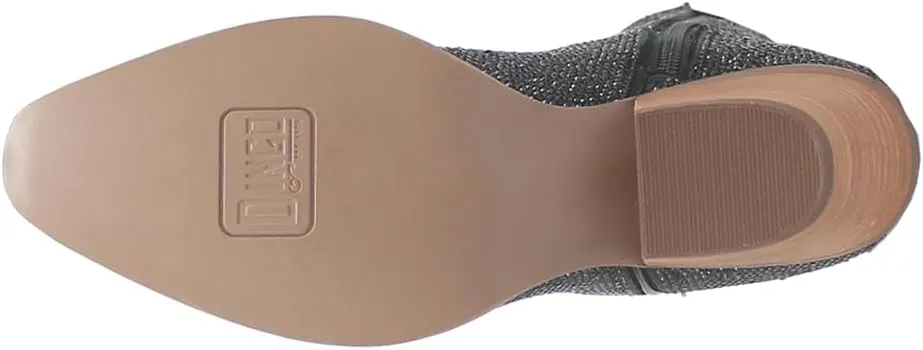 Dingo Womens Rhinestone Cowgirl Round Toe Zippered Casual Boots Ankle Mid Heel 2-3" - Black