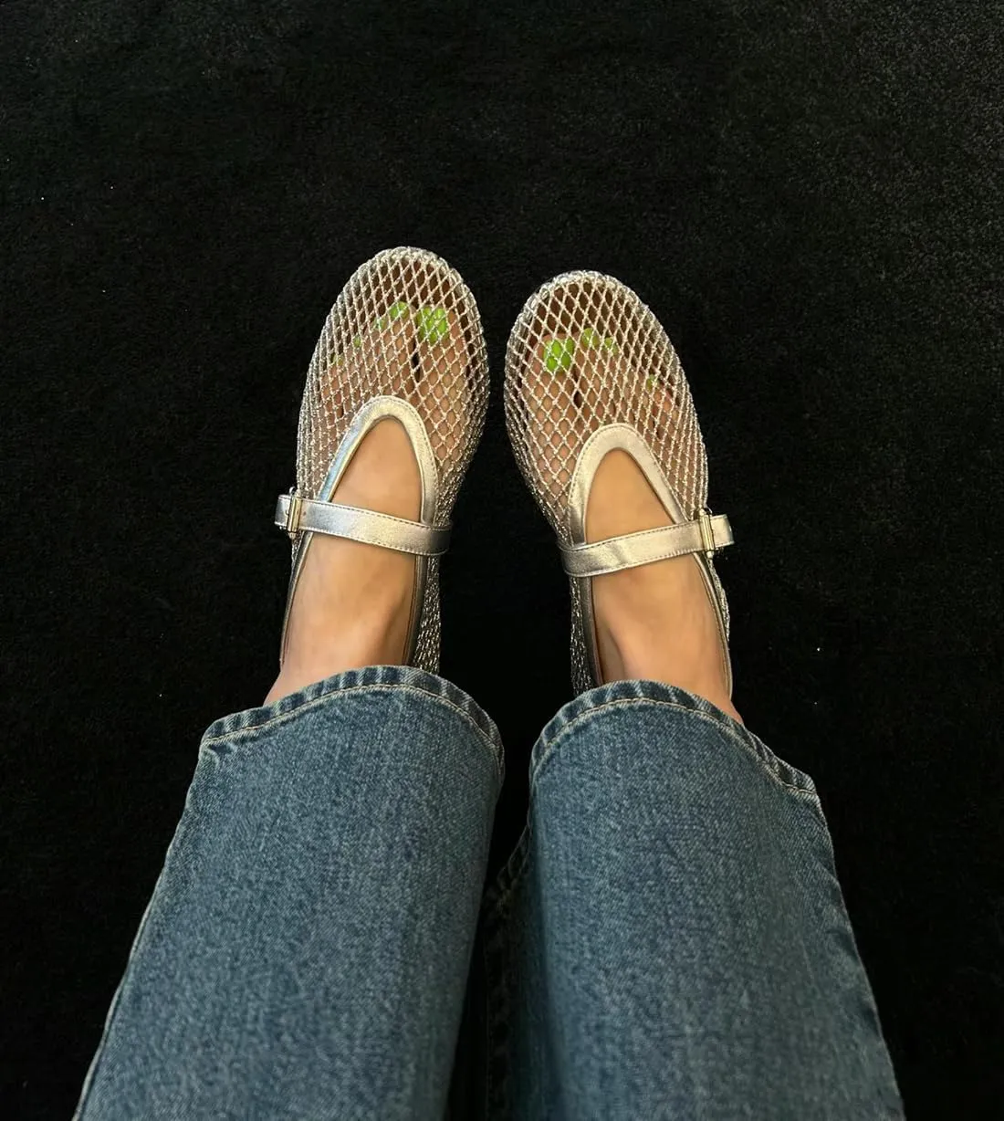 Divanne Ballet Flats for Women, Leopard Ballerina Shoes Crystal-Embellished Mary Jane Flats Mesh Flat Shoes