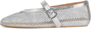 Divanne Ballet Flats for Women, Leopard Ballerina Shoes Crystal-Embellished Mary Jane Flats Mesh Flat Shoes