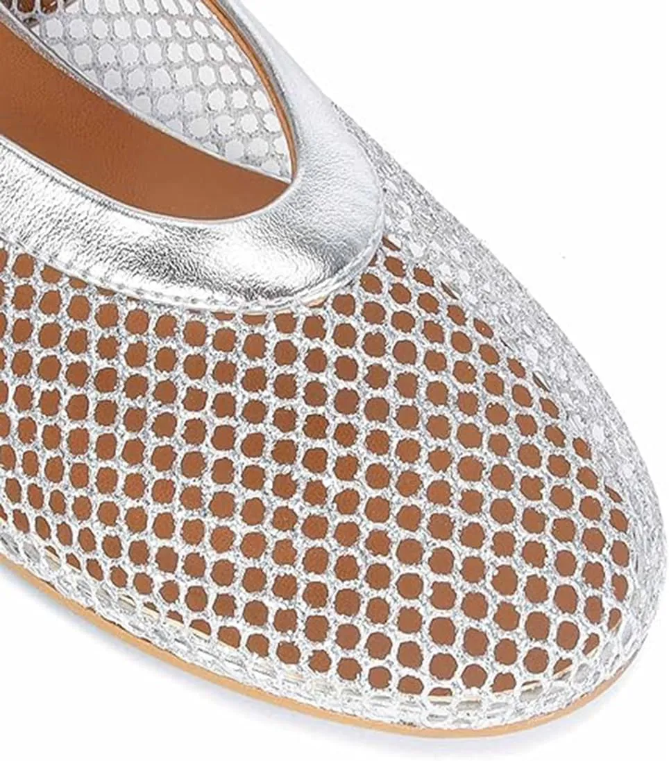 Divanne Ballet Flats for Women, Leopard Ballerina Shoes Crystal-Embellished Mary Jane Flats Mesh Flat Shoes