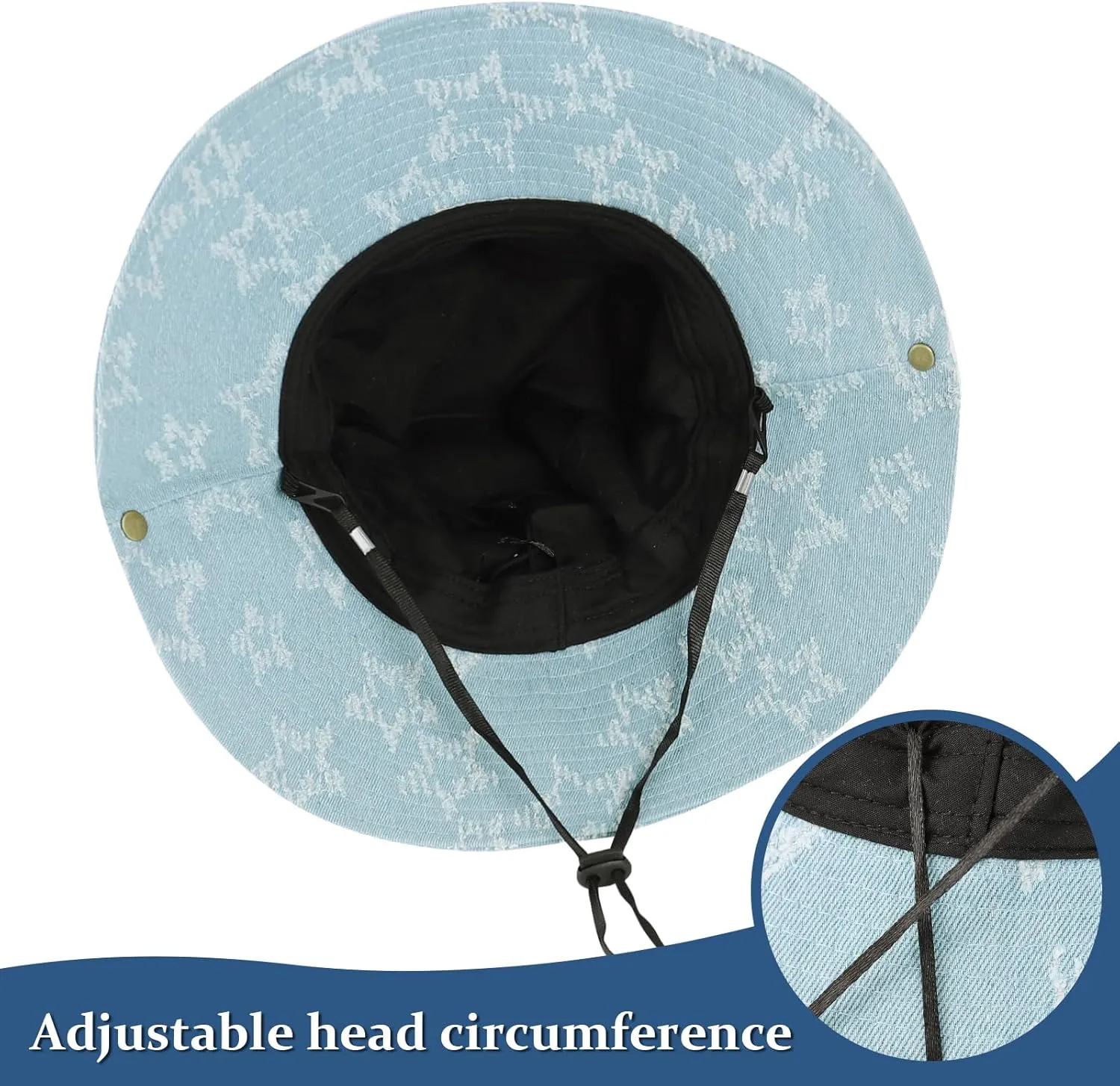 DOCILA Denim Bucket Hat for Women Blue Jean Western Fisherman Hats Packable Outdoor Boonie Sun Cap