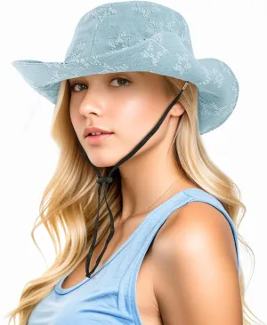 DOCILA Denim Bucket Hat for Women Blue Jean Western Fisherman Hats Packable Outdoor Boonie Sun Cap