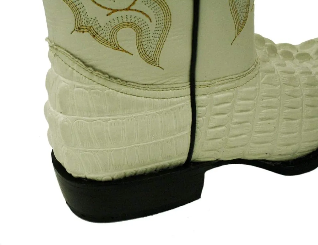 Dona Michi Men's Genuine Leather Crocodile Print J Toe Cow Boy Boots With Free Belt