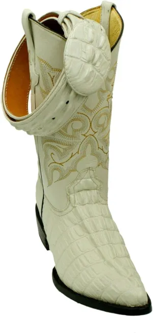 Dona Michi Men's Genuine Leather Crocodile Print J Toe Cow Boy Boots With Free Belt