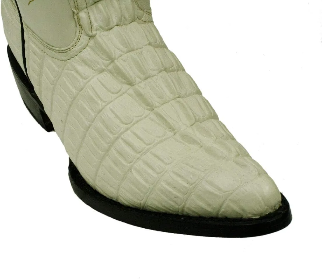 Dona Michi Men's Genuine Leather Crocodile Print J Toe Cow Boy Boots With Free Belt
