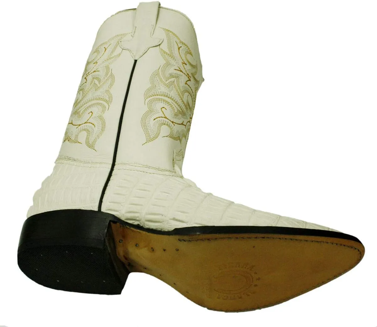 Dona Michi Men's Genuine Leather Crocodile Print J Toe Cow Boy Boots With Free Belt