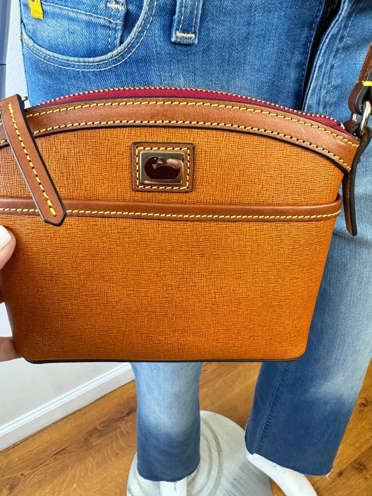 DOONEY & BOURKE SAFFIANO LEATHER CAMDEN DOMED CROSSBODY