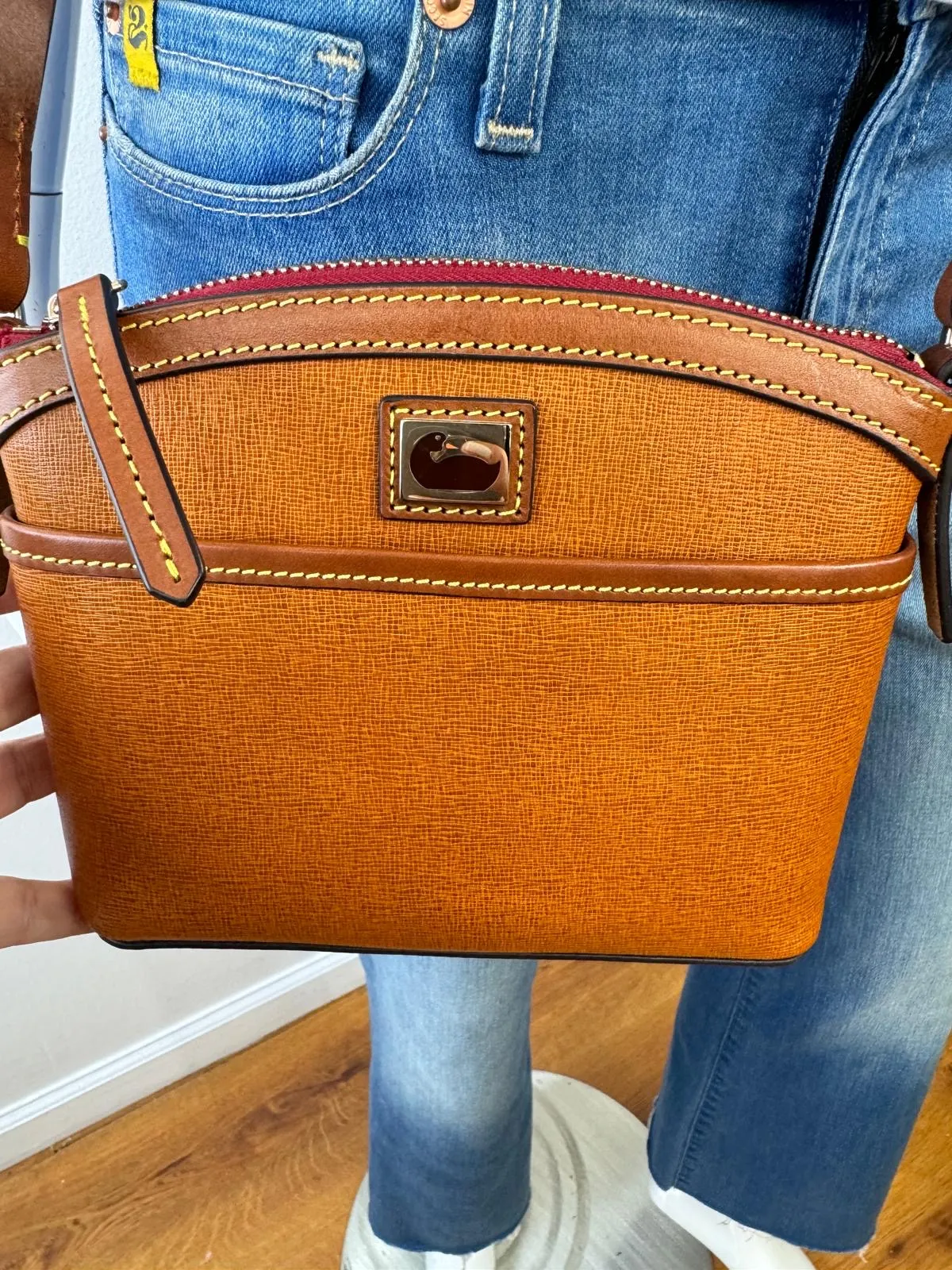 DOONEY & BOURKE SAFFIANO LEATHER CAMDEN DOMED CROSSBODY