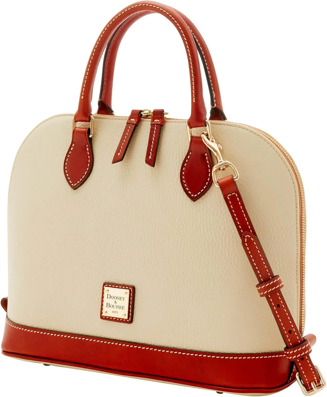 Dooney & Bourke Women's Zip Zip Satchel in Pebble Grain Leather, Large Handbag with Adjustable & Detachable Shoulder Strap