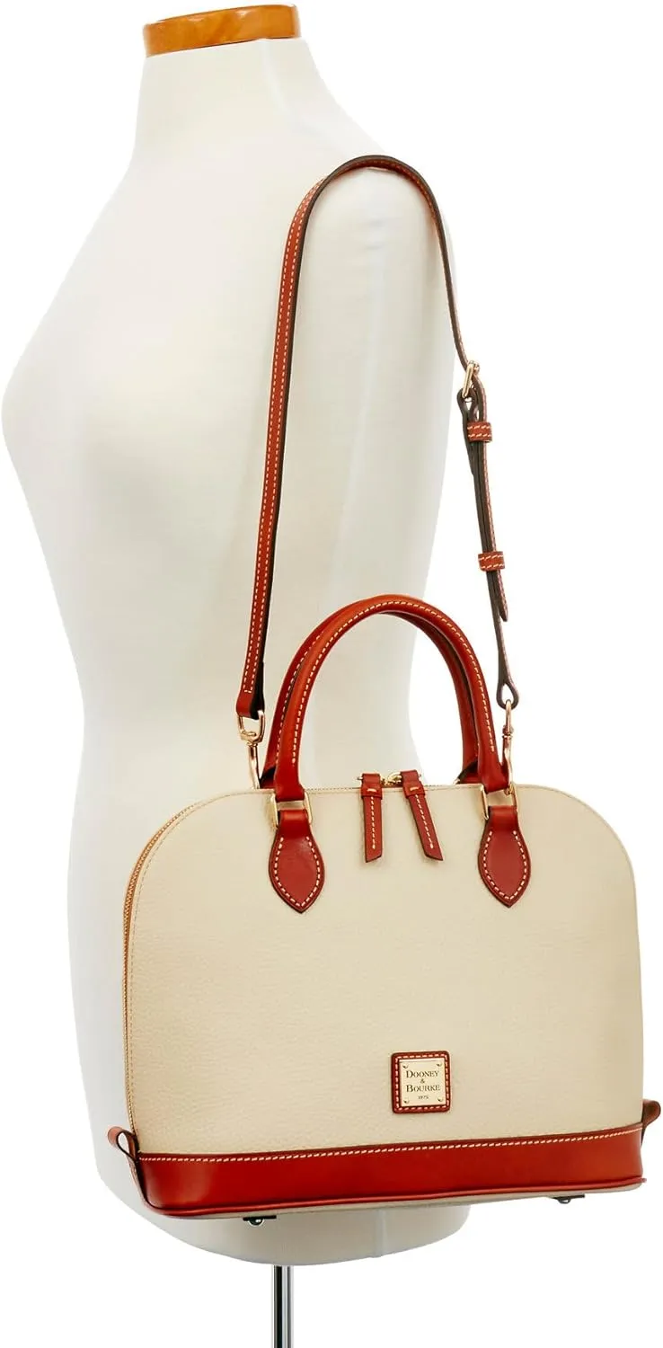 Dooney & Bourke Women's Zip Zip Satchel in Pebble Grain Leather, Large Handbag with Adjustable & Detachable Shoulder Strap