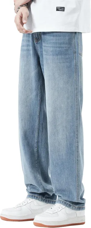 DOSLAVIDA Men's Baggy Jeans Loose Fit Ripped Distressed Jean Relaxed Skateboard Denim Pants with Holes
