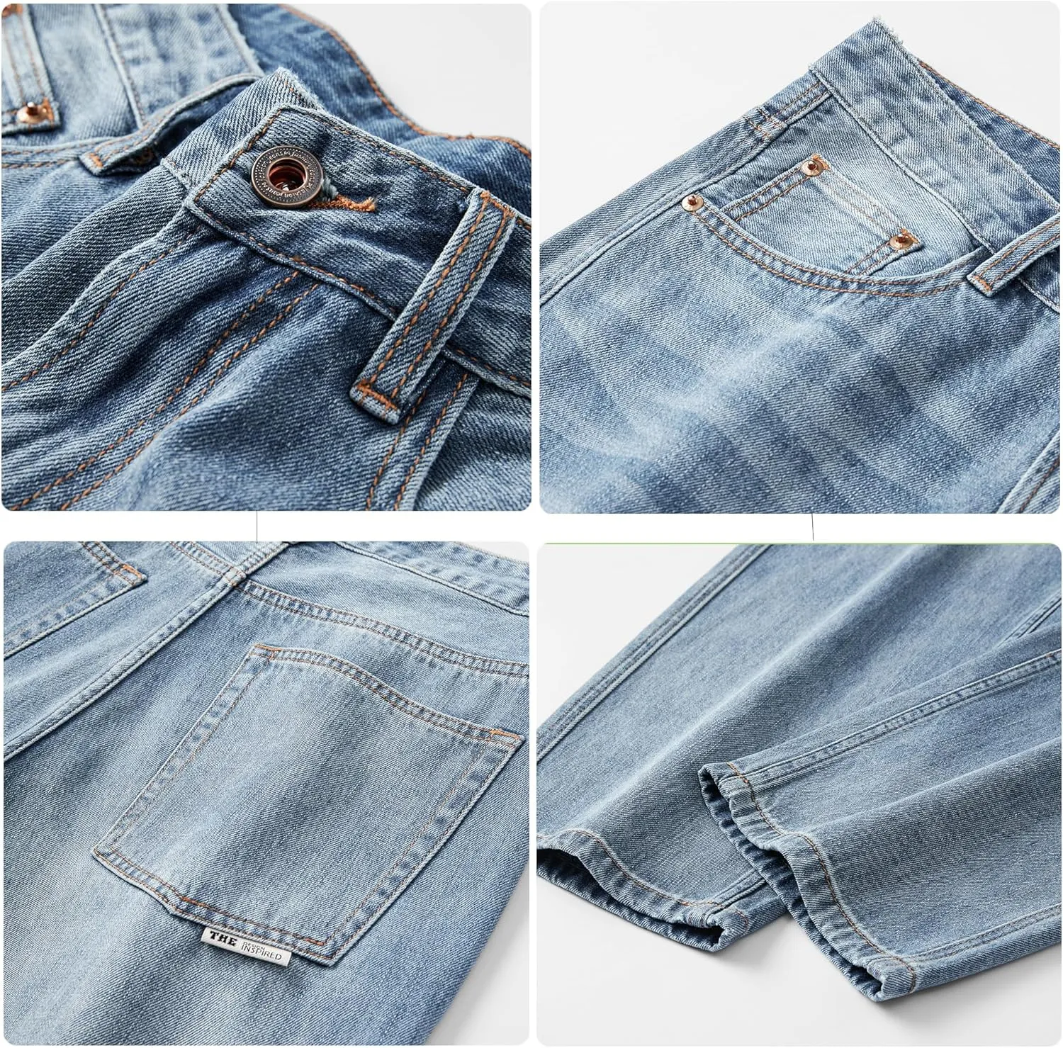 DOSLAVIDA Men's Baggy Jeans Loose Fit Ripped Distressed Jean Relaxed Skateboard Denim Pants with Holes
