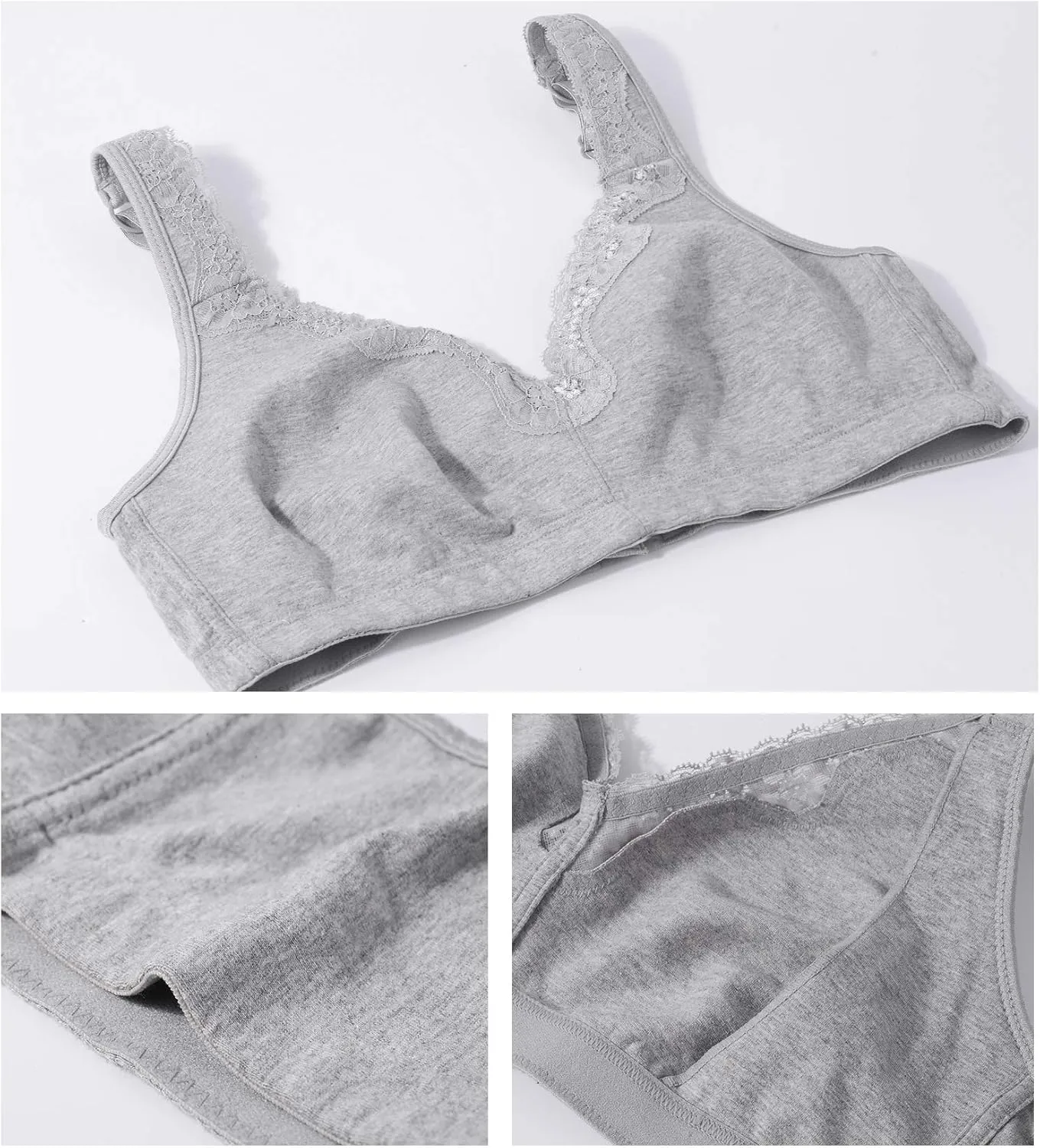 DotVol Women's Comfort Embroidered Lace Non Foam Wirefree Lift Cotton Everyday Bra