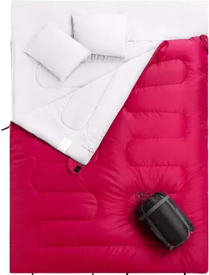 Double Sleeping Bag,Adult Backpack Sleeping Bag,Light and Waterproof,Suitable for Winter,Autumn,Spring Camping,Hiking and Outdoor,Red