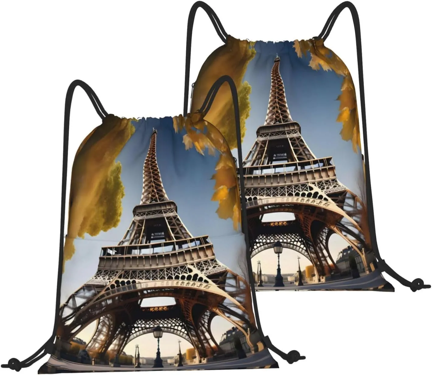 Drawstring Backpack for women,Versatile drawstring bag,Water-Resistant Cinch Bag,Gym sackpack-Cityscape Paris Eiffel Tower France