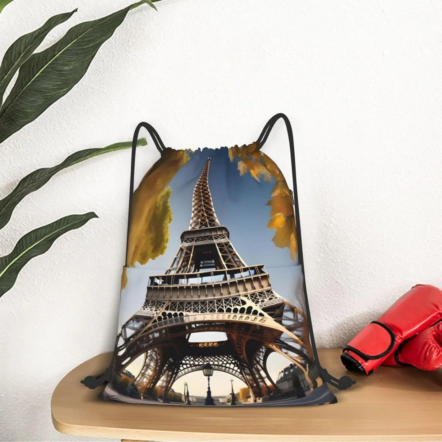 Drawstring Backpack for women,Versatile drawstring bag,Water-Resistant Cinch Bag,Gym sackpack-Cityscape Paris Eiffel Tower France