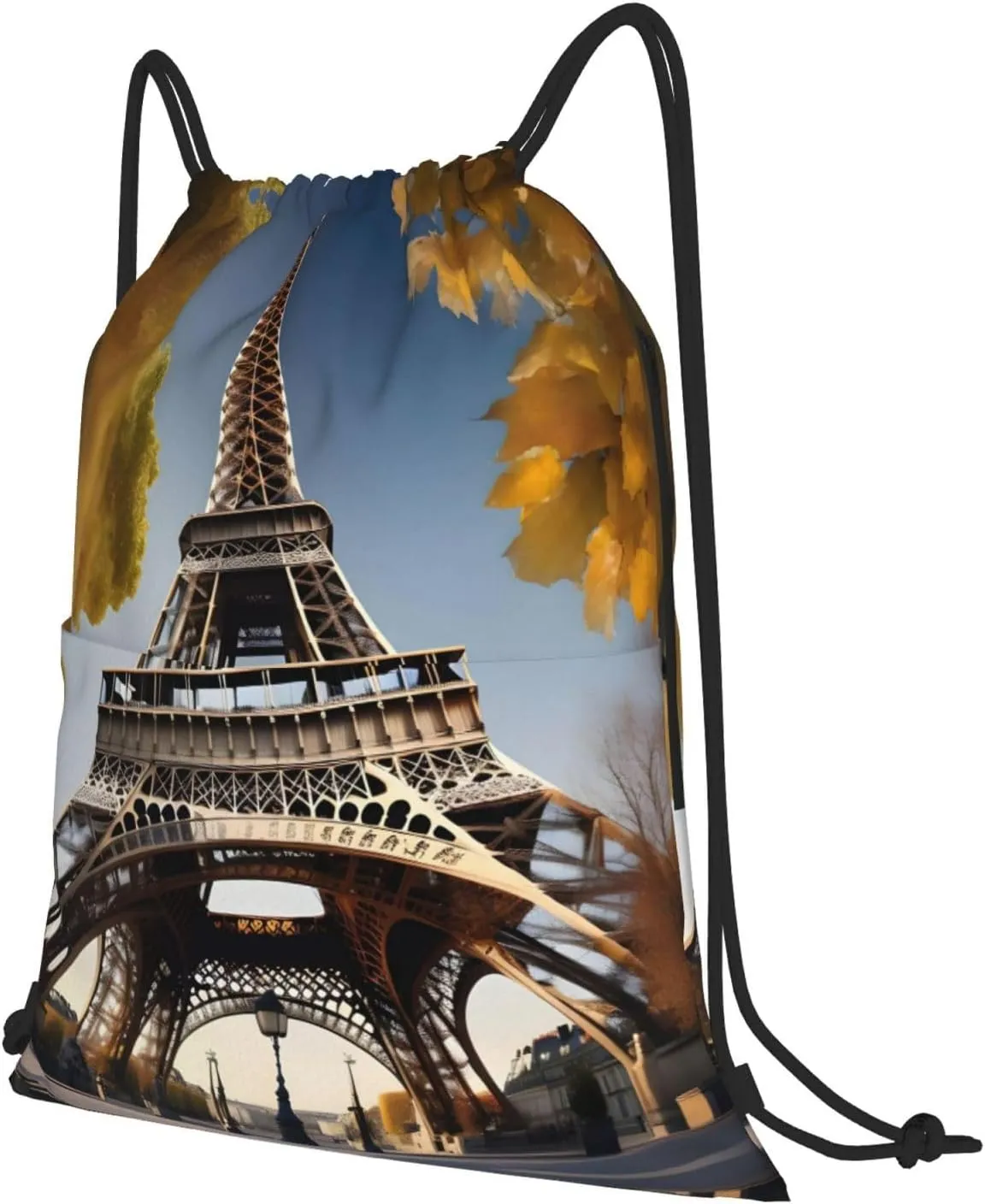 Drawstring Backpack for women,Versatile drawstring bag,Water-Resistant Cinch Bag,Gym sackpack-Cityscape Paris Eiffel Tower France