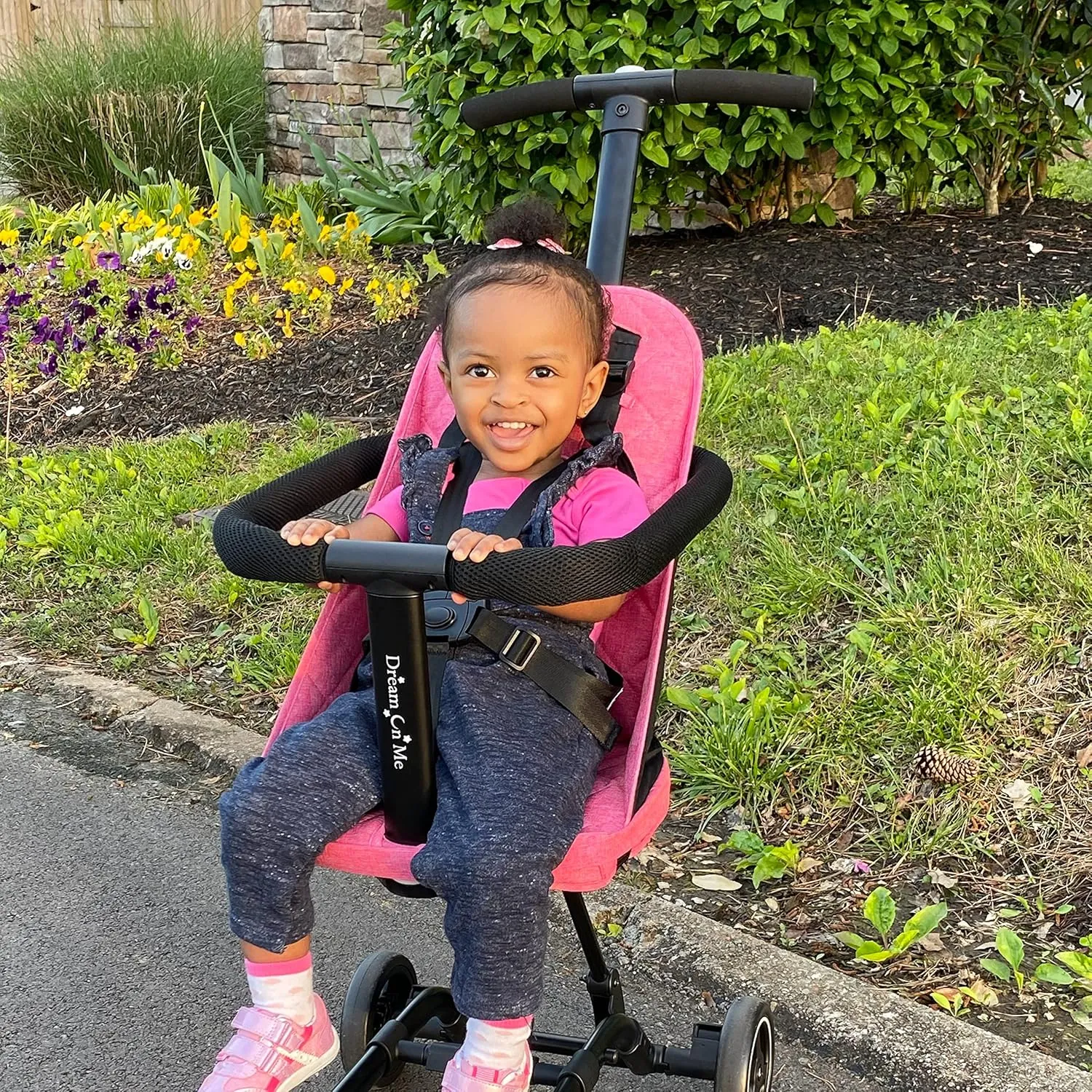 Dream On Me Lightweight and Compact Coast Rider Stroller with One Hand Easy Fold, Adjustable Handles and Soft Ride Wheels, Pink, 365-PINK