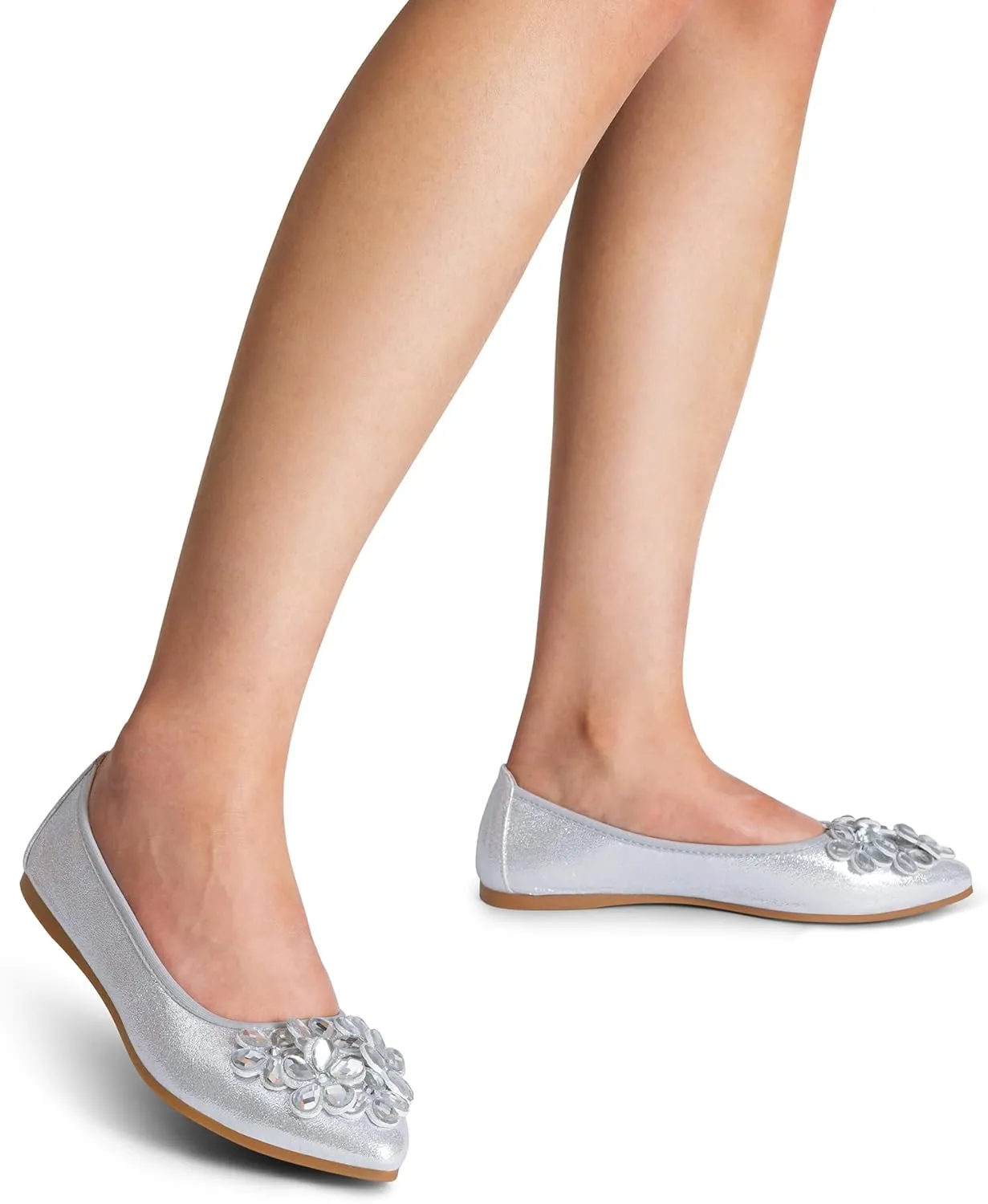 DREAM PAIRS Ballet Flats Shoes for Women, Women's Pointed Toe Rhinestone Sparkly Foldable Flats, Comfortable Shoes for Women Dressy Wedding Party Work Drive