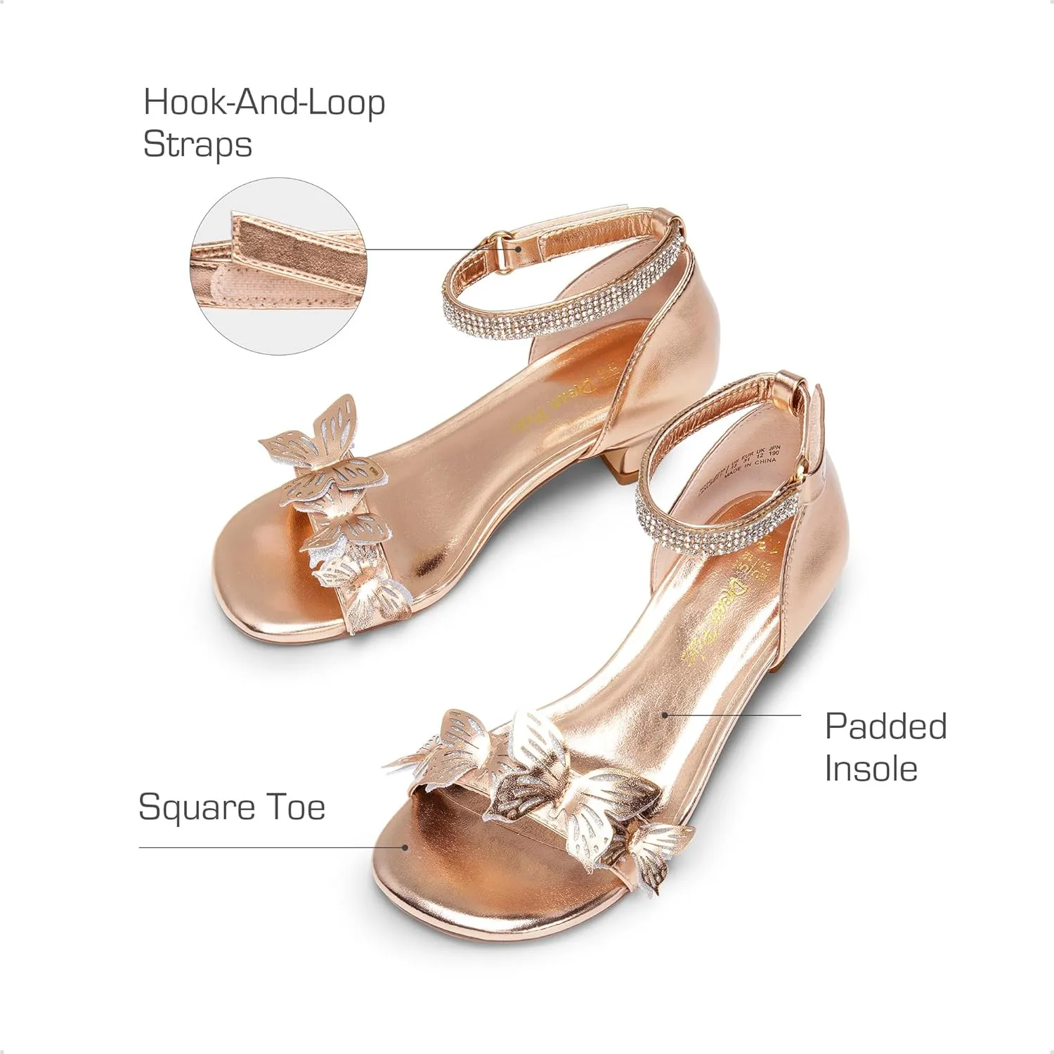 DREAM PAIRS Lace Up Low Heel Sandals for Girls Ankle Strap Dress Pump Strappy Gladiator Wedding Party Shoes for Little Kid/Big Kid
