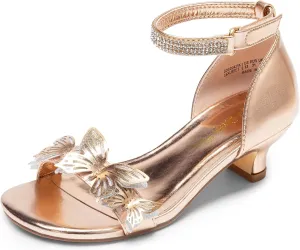 DREAM PAIRS Lace Up Low Heel Sandals for Girls Ankle Strap Dress Pump Strappy Gladiator Wedding Party Shoes for Little Kid/Big Kid