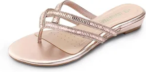 DREAM PAIRS Women's Fashion Rhinestones Design Slides Sandals